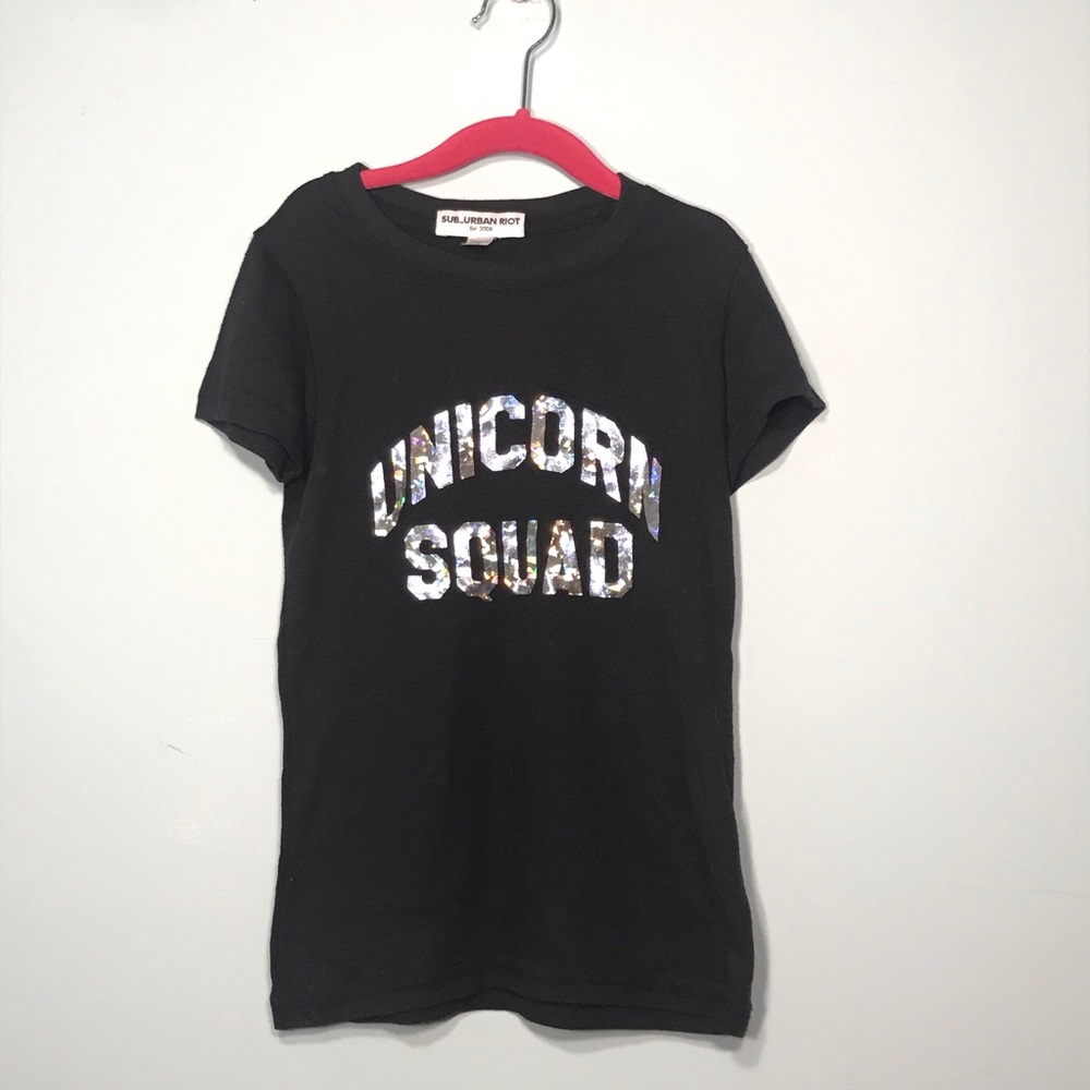 Girls black unicorn squad t-shirt!